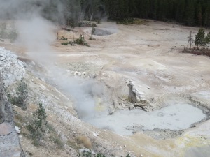 Sulphur Cauldron - the stinkiest place we found in all of Yellowstone Park.